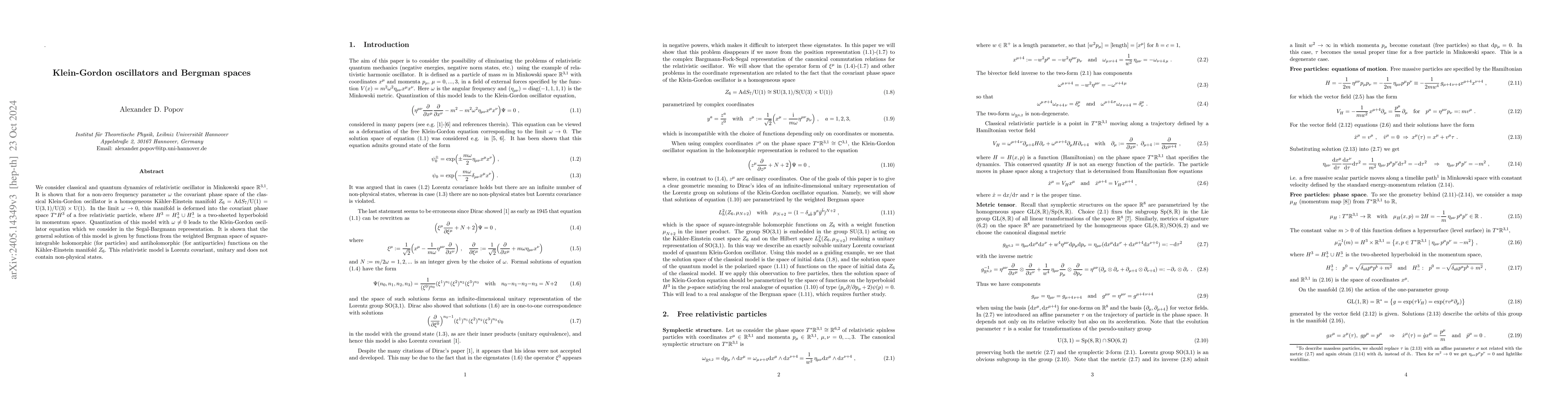 Thumbnail for Klein-Gordon oscillators, RQM and quantum time
