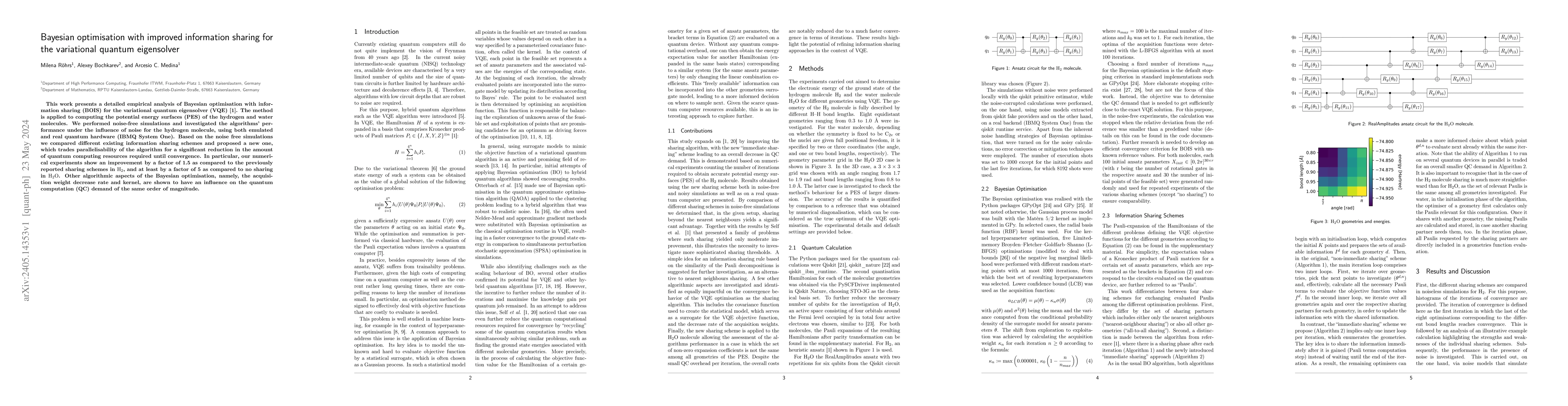 Thumbnail for Bayesian optimisation with improved information sharing for the
  variational quantum eigensolver
