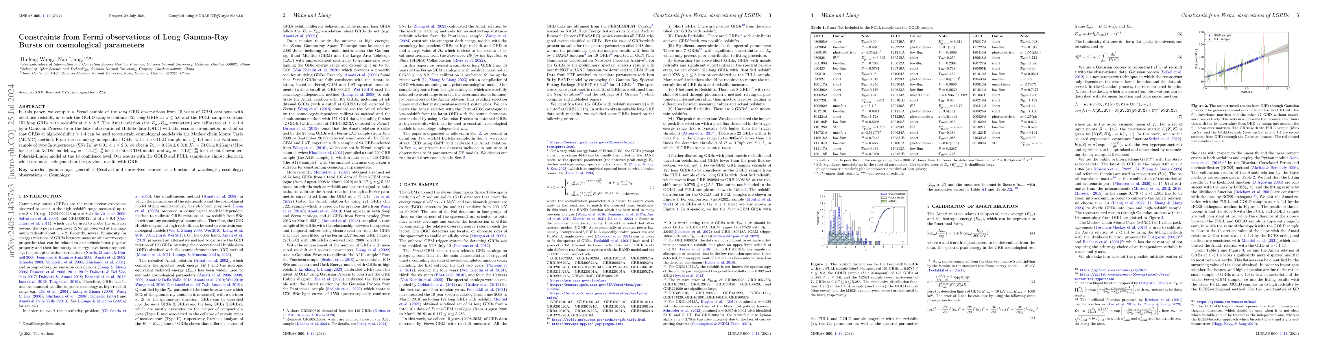 Thumbnail for Constraints from Fermi observations of Long Gamma-Ray Bursts on
  cosmological parameters
