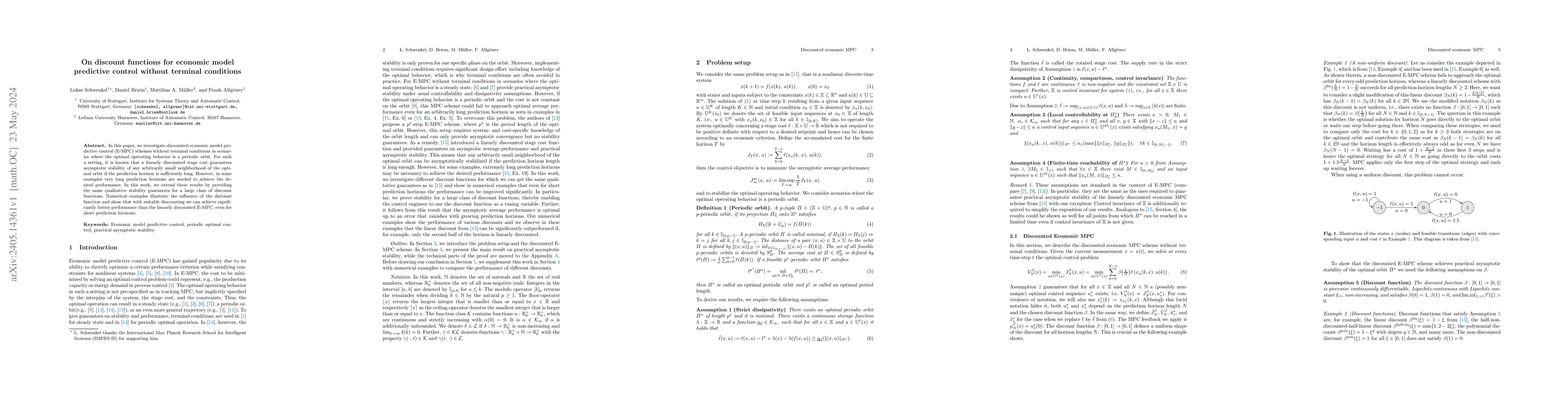 Thumbnail for On discount functions for economic model predictive control without
  terminal conditions