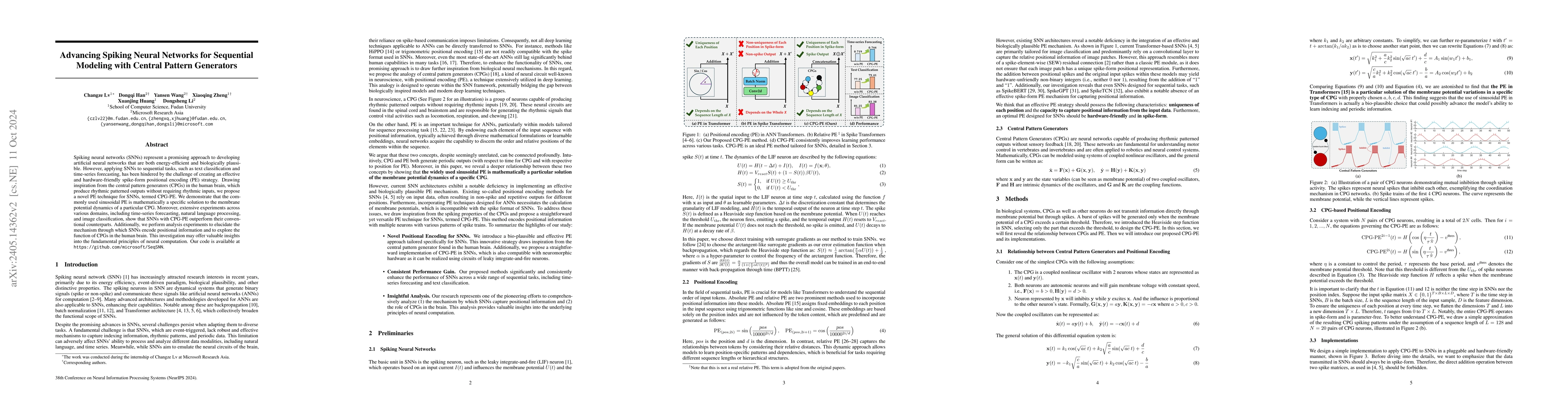 Thumbnail for Advancing Spiking Neural Networks for Sequential Modeling with Central
  Pattern Generators