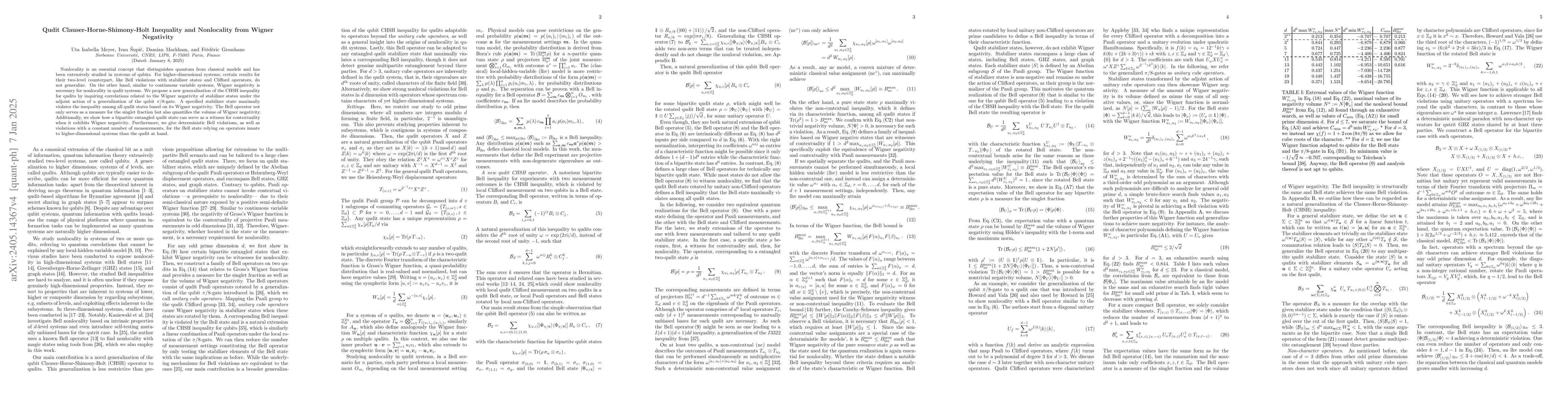 Thumbnail for Bell Nonlocality from Wigner Negativity in Qudit Systems