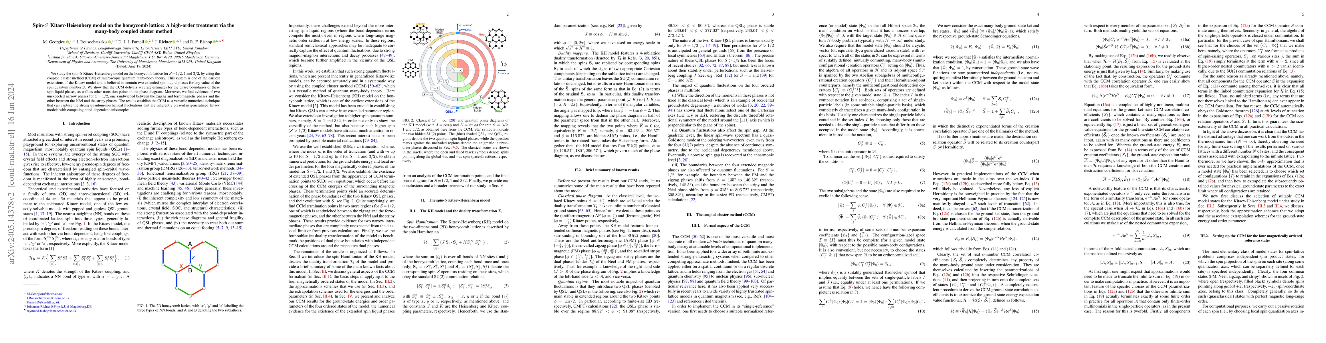 Thumbnail for Spin-$S\,$ Kitaev-Heisenberg model on the honeycomb lattice: A
  high-order treatment via the many-body coupled cluster method
