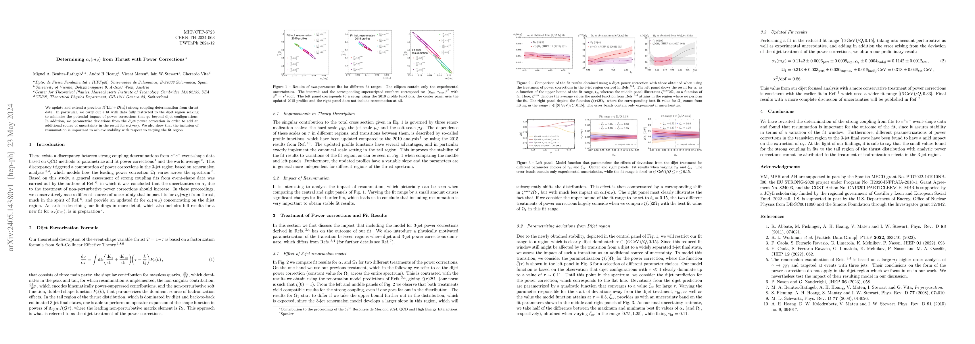 Thumbnail for Determining $\alpha_s(m_Z)$ from Thrust with Power Corrections