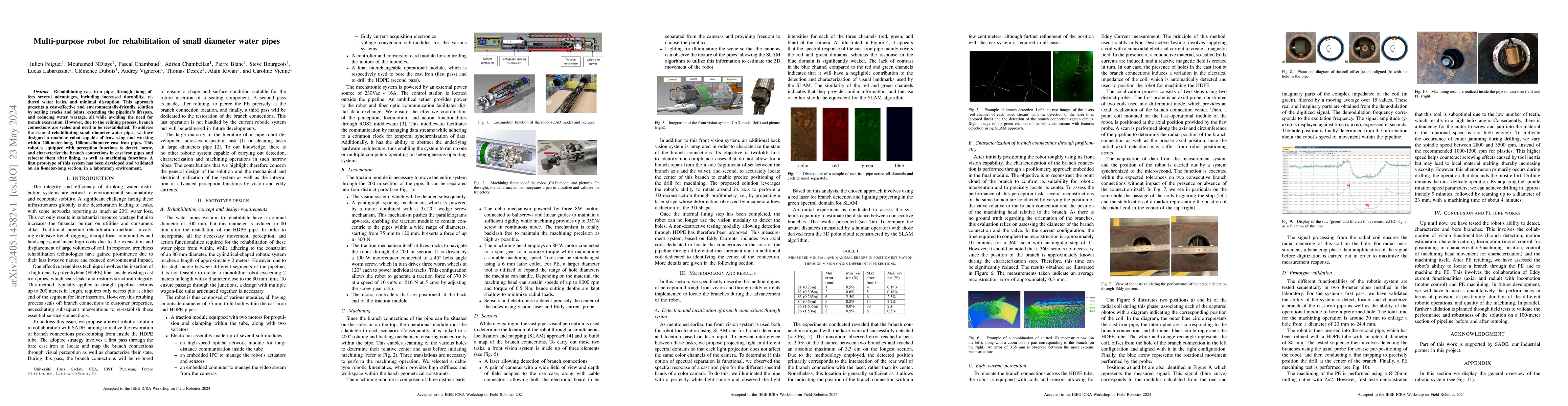 Thumbnail for Multi-purpose robot for rehabilitation of small diameter water pipes