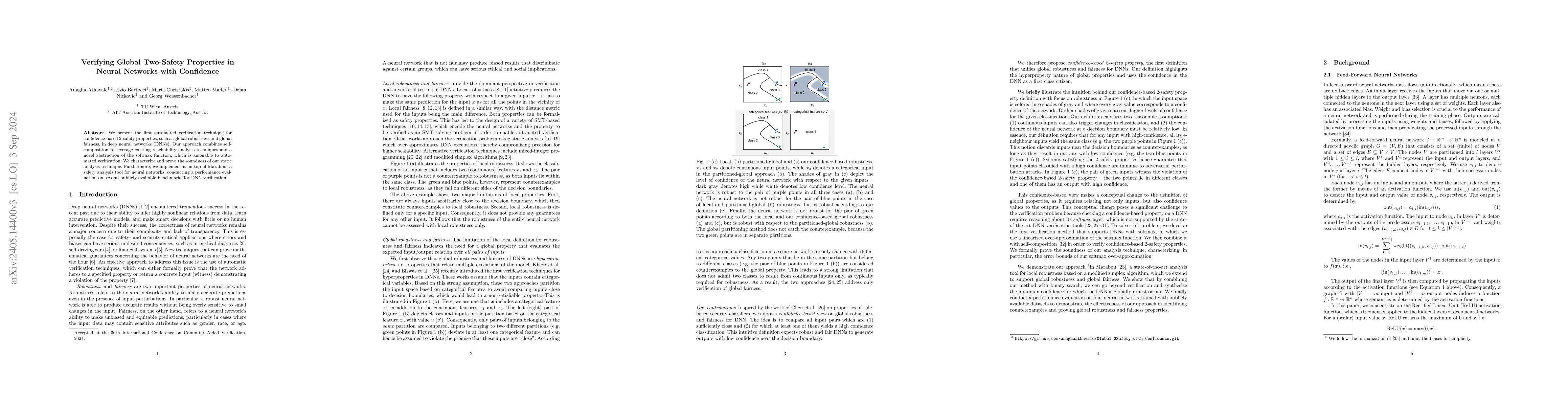 Thumbnail for Verifying Global Two-Safety Properties in Neural Networks with
  Confidence