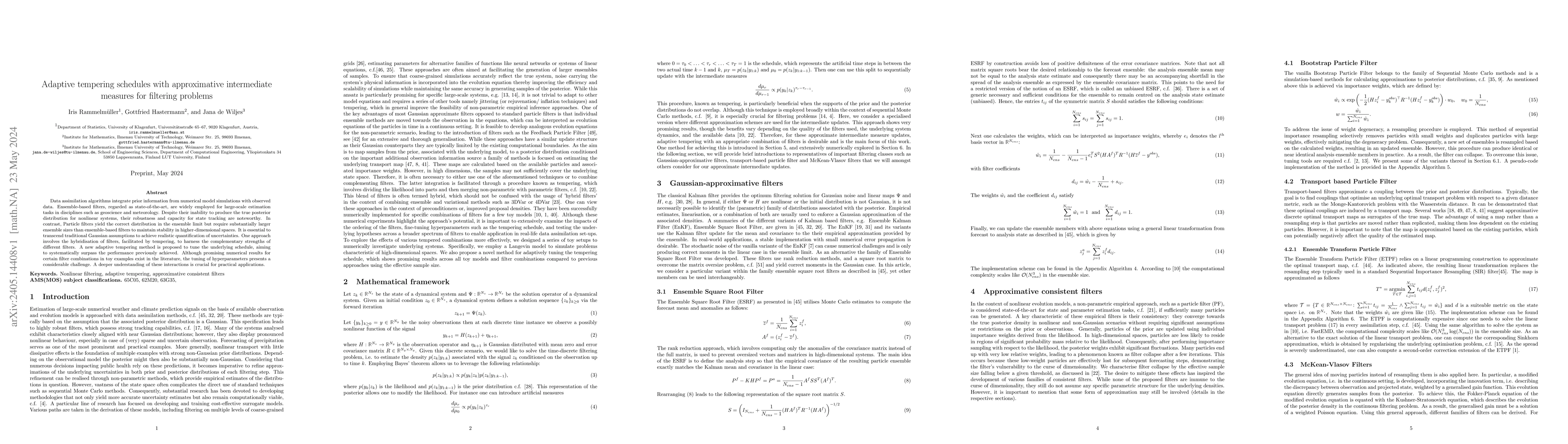 Thumbnail for Adaptive tempering schedules with approximative intermediate measures
  for filtering problems