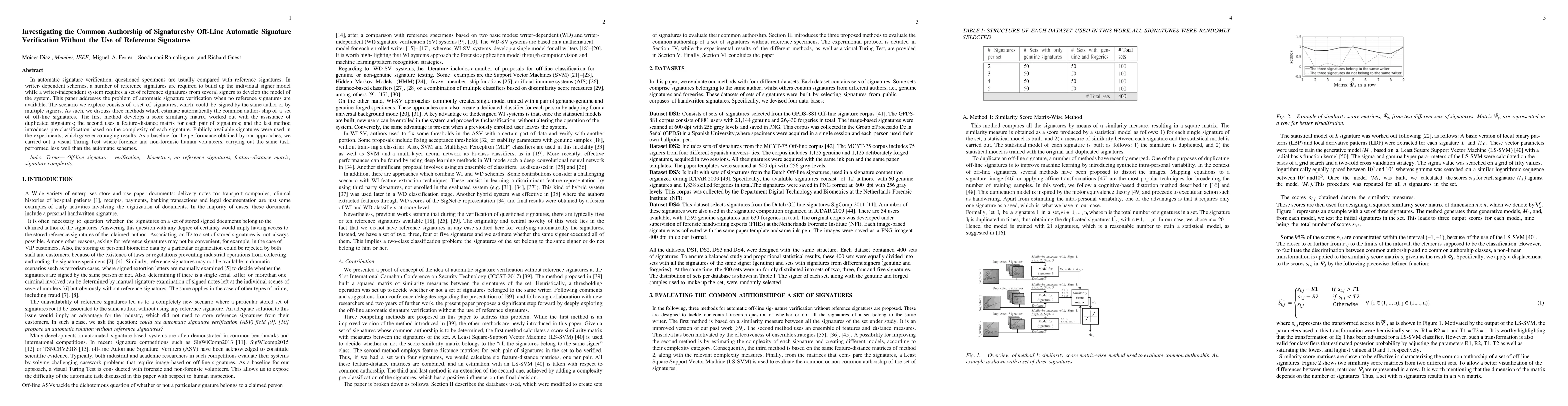 Thumbnail for Investigating the Common Authorship of Signatures by Off-Line Automatic
  Signature Verification Without the Use of Reference Signatures
