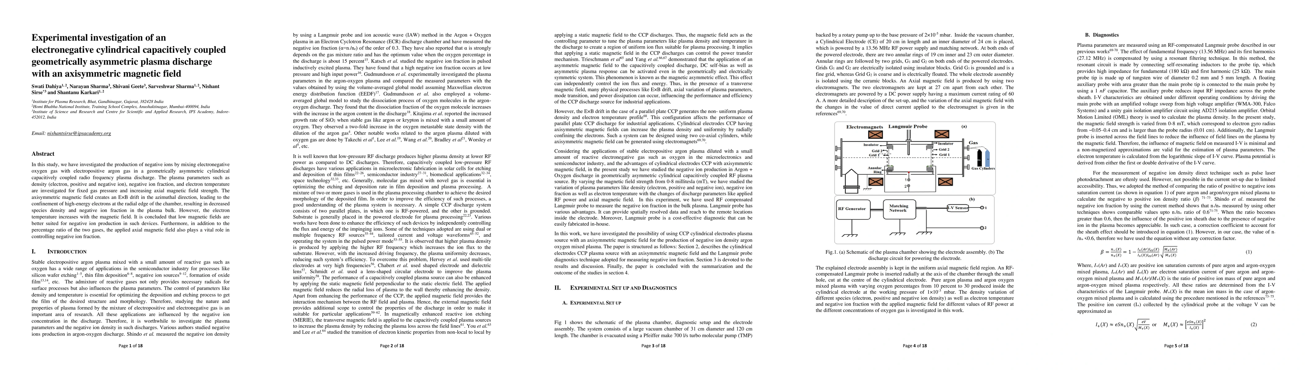Thumbnail for Experimental investigation of an electronegative cylindrical
  capacitively coupled geometrically asymmetric plasma discharge with an
  axisymmetric magnetic field