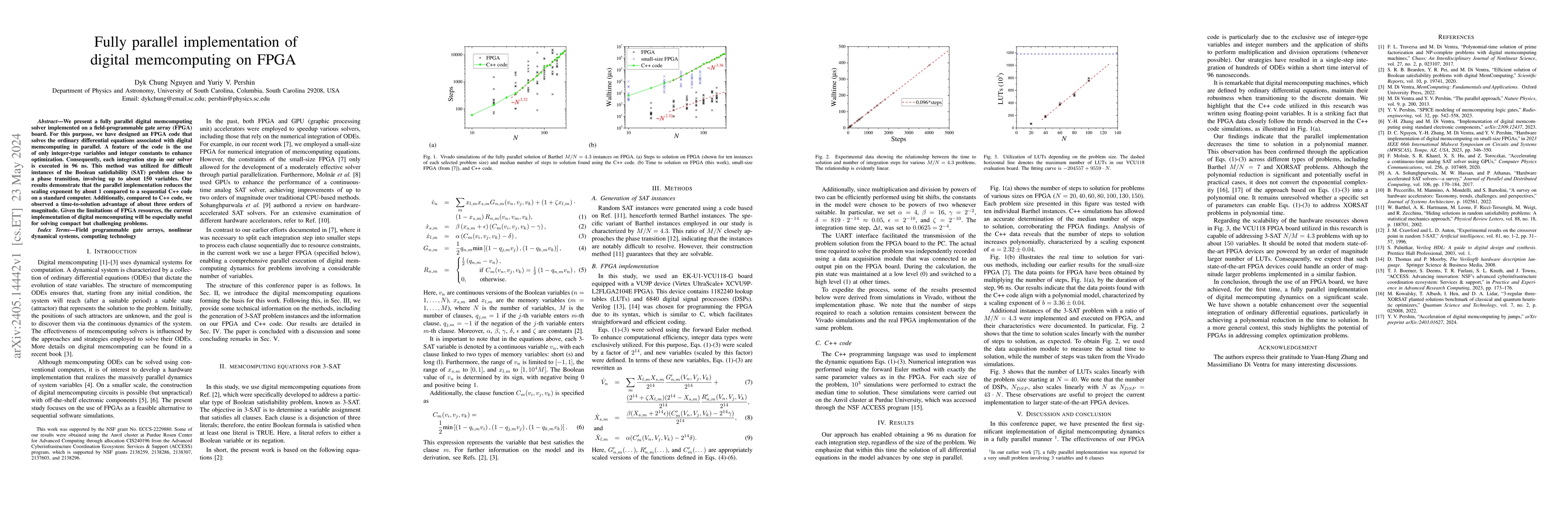 Thumbnail for Fully parallel implementation of digital memcomputing on FPGA