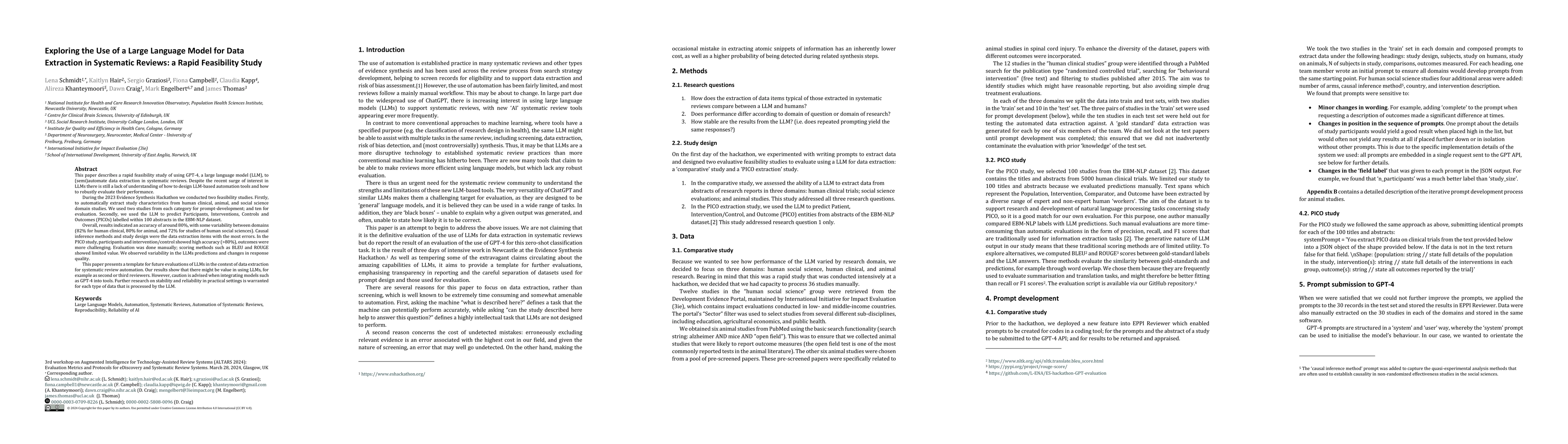 Thumbnail for Exploring the use of a Large Language Model for data extraction in
  systematic reviews: a rapid feasibility study