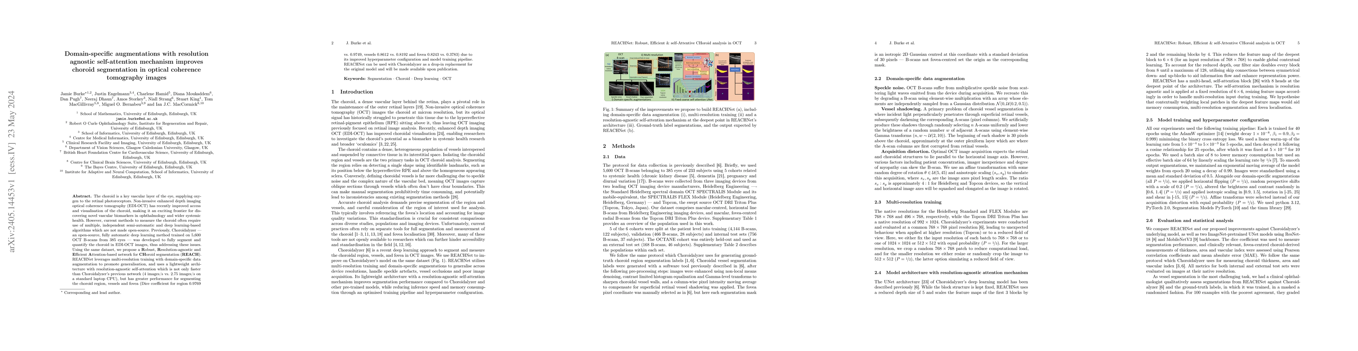 Thumbnail for Domain-specific augmentations with resolution agnostic self-attention
  mechanism improves choroid segmentation in optical coherence tomography
  images