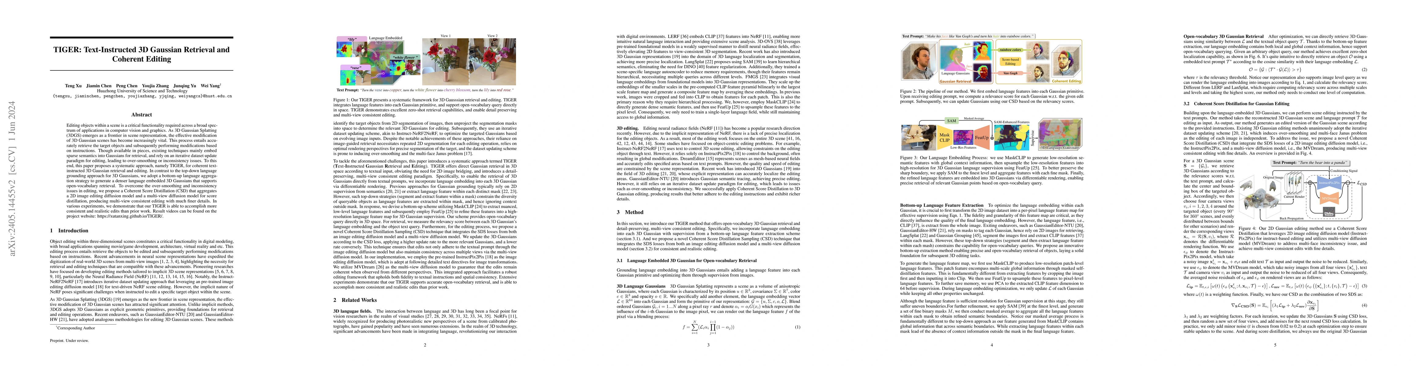 Thumbnail for TIGER: Text-Instructed 3D Gaussian Retrieval and Coherent Editing
