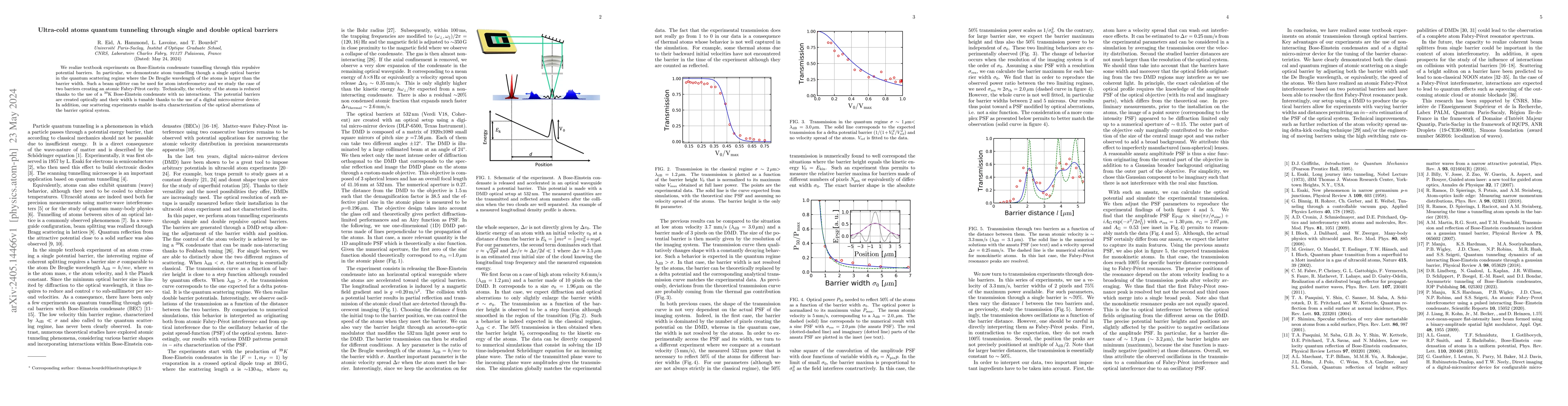 Thumbnail for Ultra-cold atoms quantum tunneling through single and double optical
  barriers