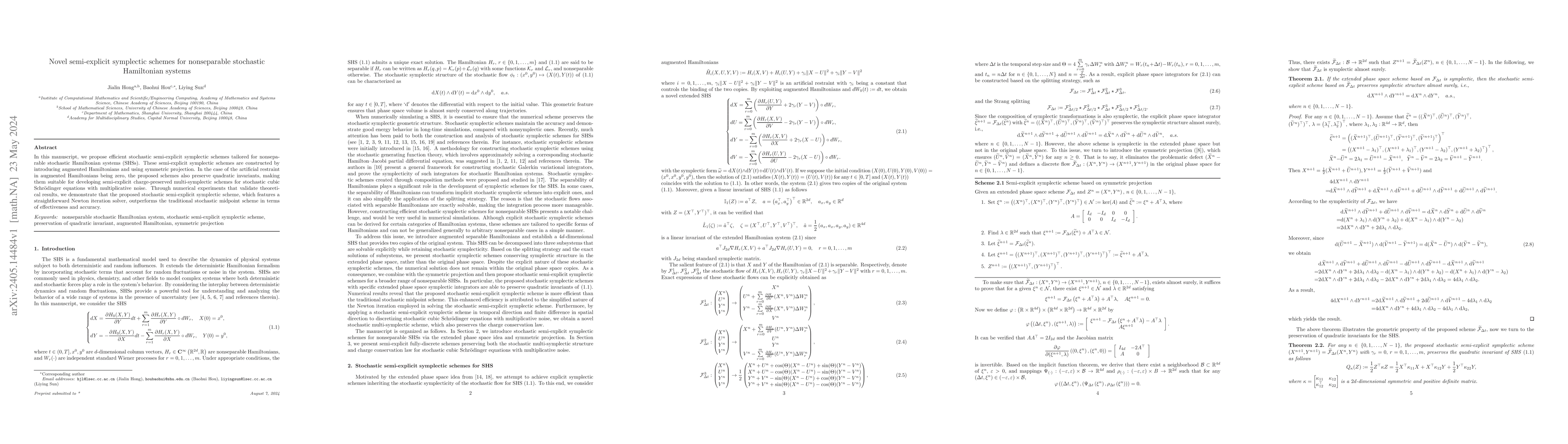 Thumbnail for Novel semi-explicit symplectic schemes for nonseparable stochastic
  Hamiltonian systems