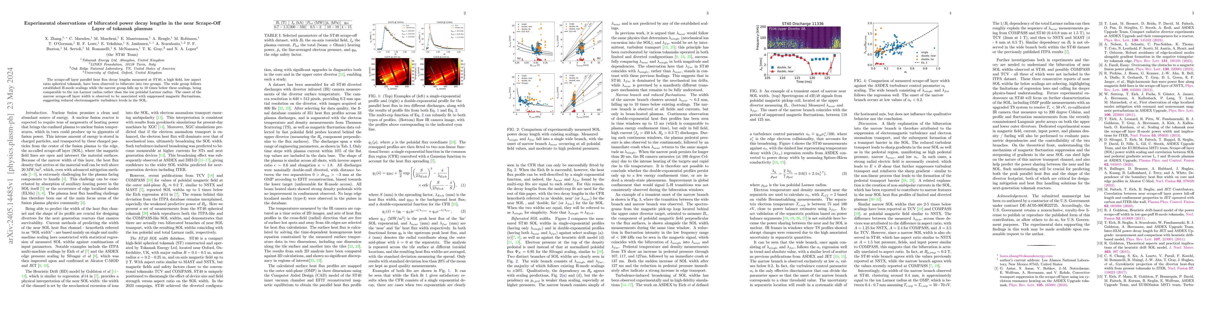 Thumbnail for Experimental observations of bifurcated power decay lengths in the near
  Scrape-Off Layer of tokamak plasmas