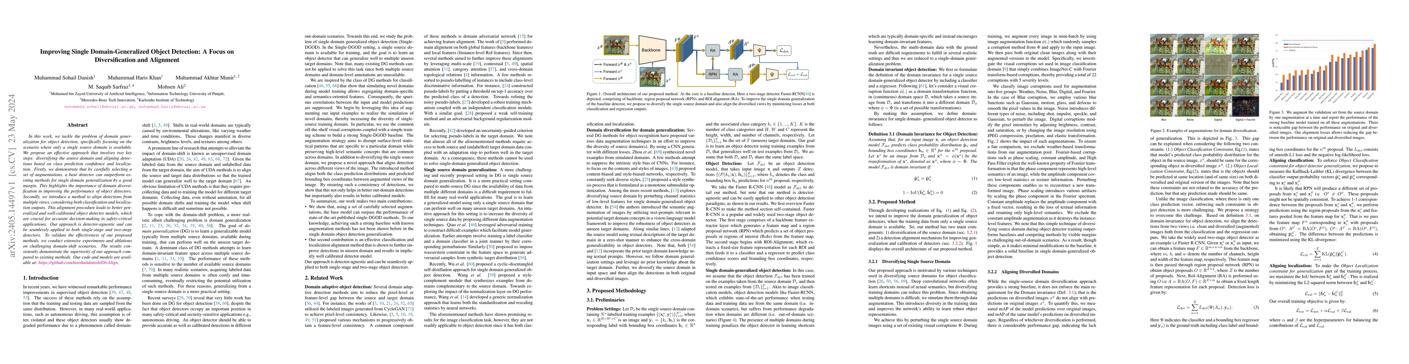 Thumbnail for Improving Single Domain-Generalized Object Detection: A Focus on
  Diversification and Alignment