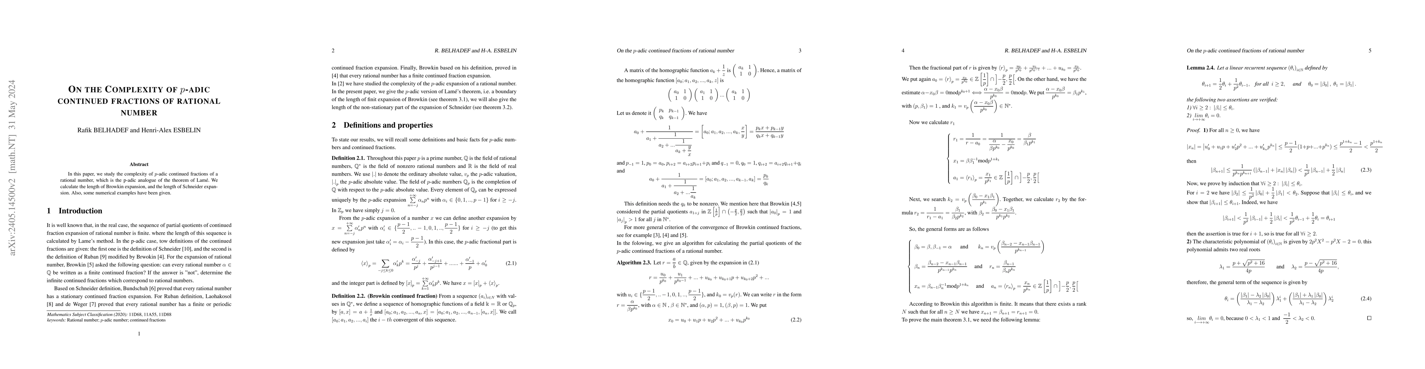 Thumbnail for On the complexity of p-adic continued fractions of rational number