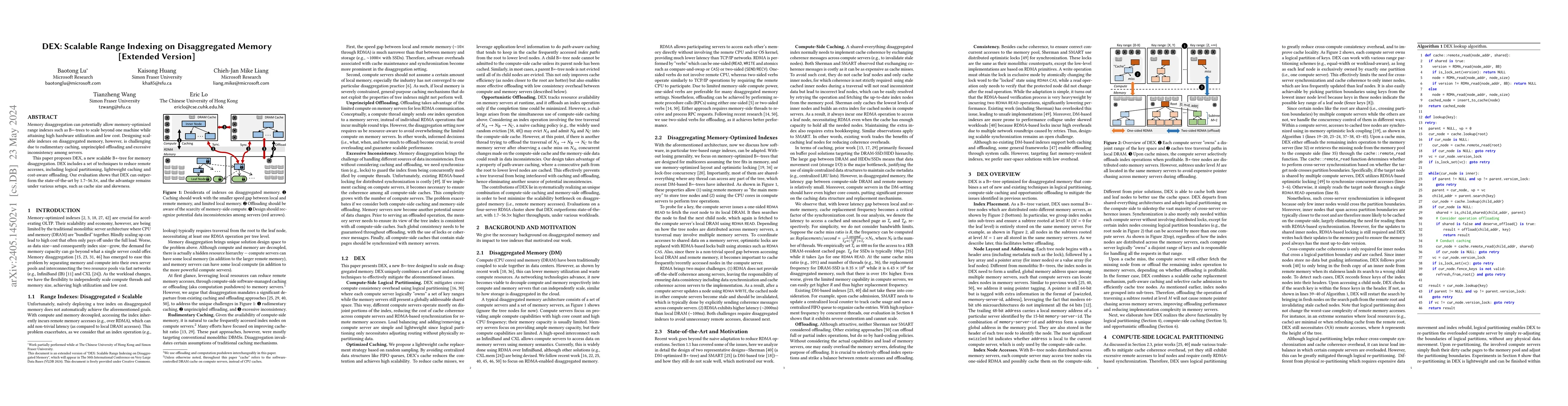 Thumbnail for DEX: Scalable Range Indexing on Disaggregated Memory [Extended Version]