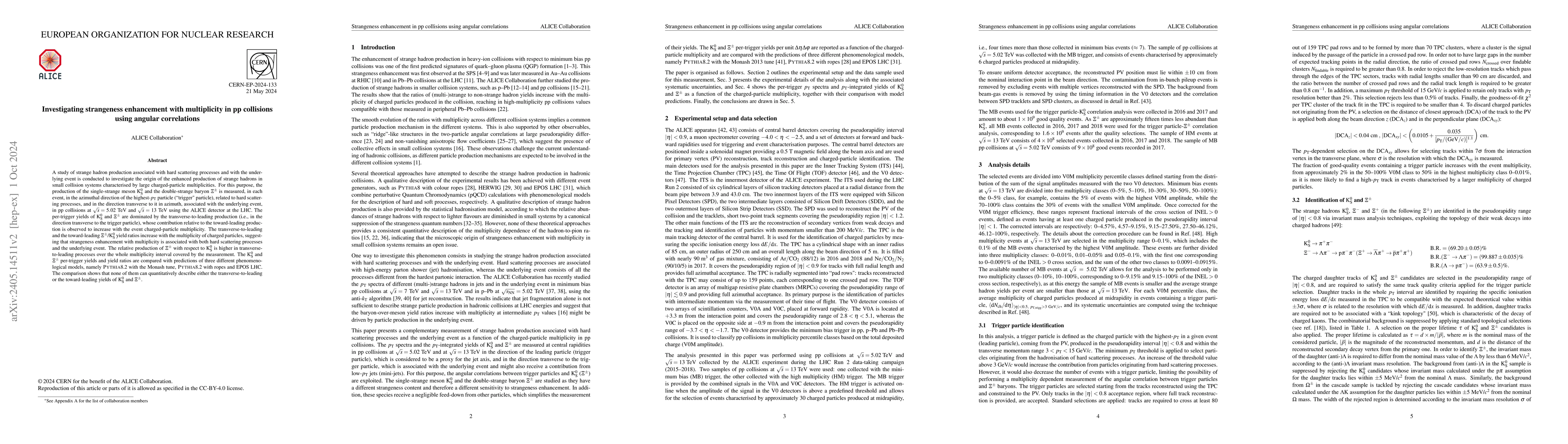 Thumbnail for Investigating strangeness enhancement with multiplicity in pp collisions
  using angular correlations
