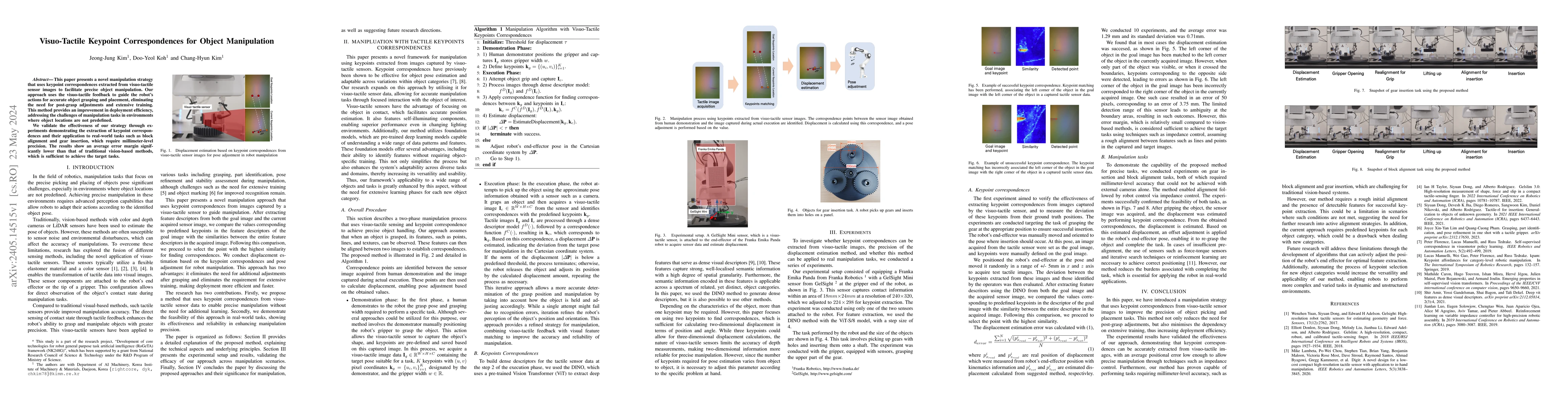 Thumbnail for Visuo-Tactile Keypoint Correspondences for Object Manipulation