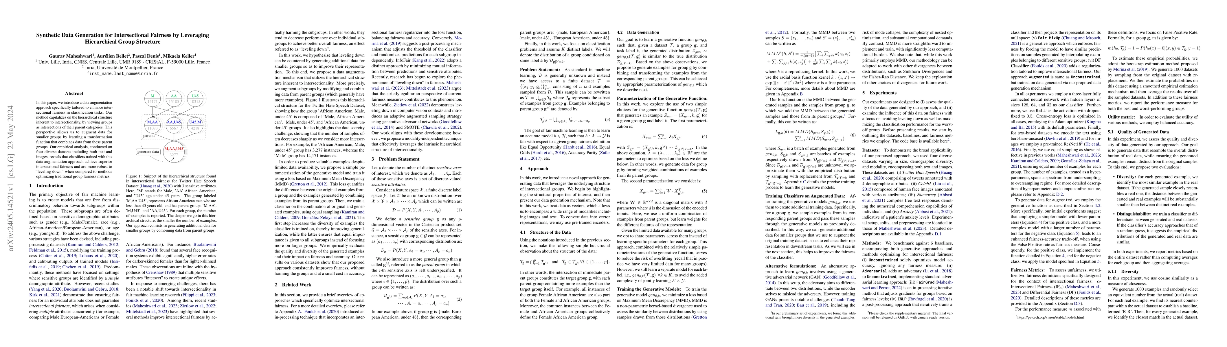 Thumbnail for Synthetic Data Generation for Intersectional Fairness by Leveraging
  Hierarchical Group Structure