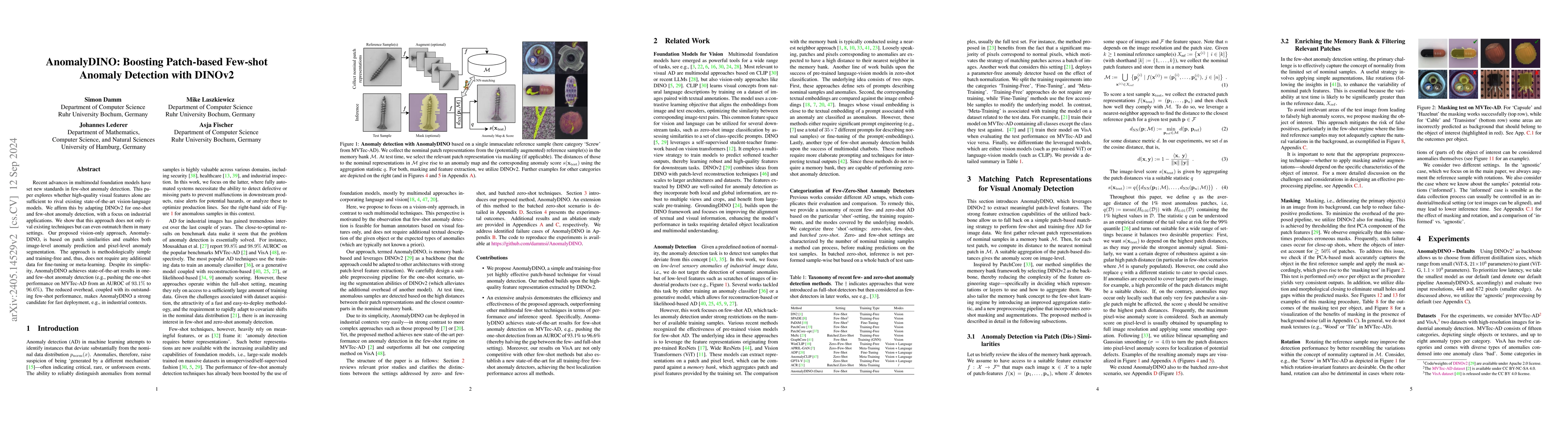 Thumbnail for AnomalyDINO: Boosting Patch-based Few-shot Anomaly Detection with DINOv2