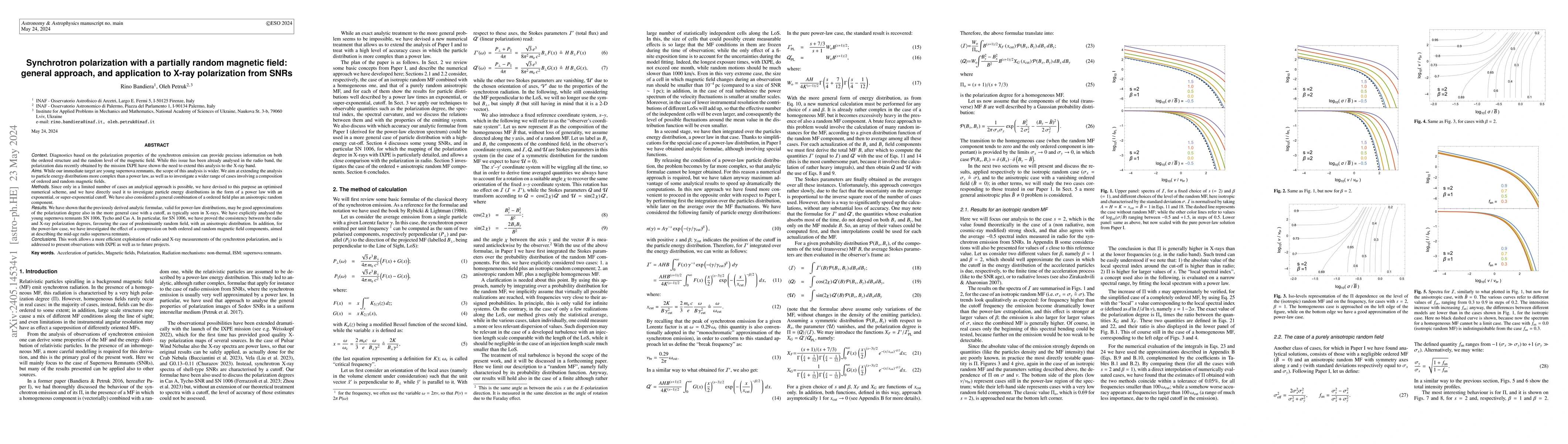 Thumbnail for Synchrotron polarization with a partially random magnetic field: general
  approach, and application to X-ray polarization from SNRs