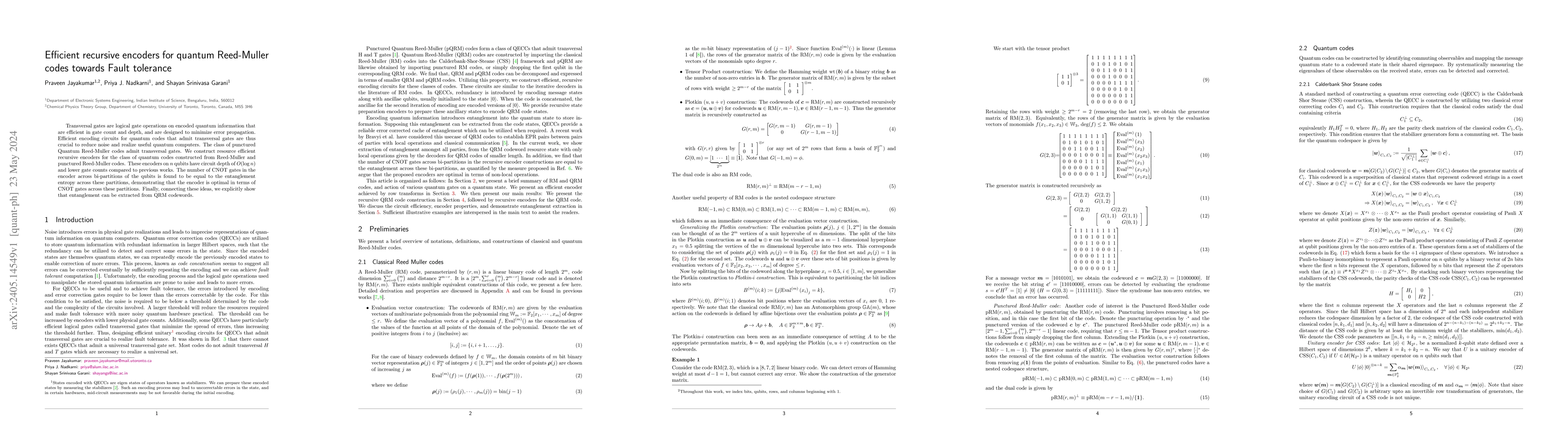 Thumbnail for Efficient recursive encoders for quantum Reed-Muller codes towards Fault
  tolerance