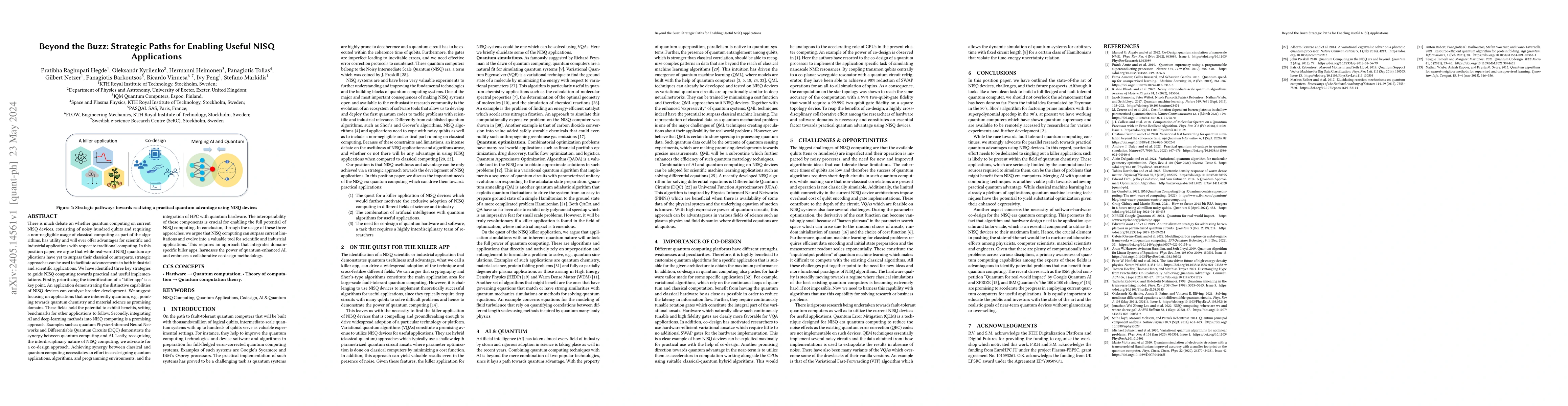 Thumbnail for Beyond the Buzz: Strategic Paths for Enabling Useful NISQ Applications