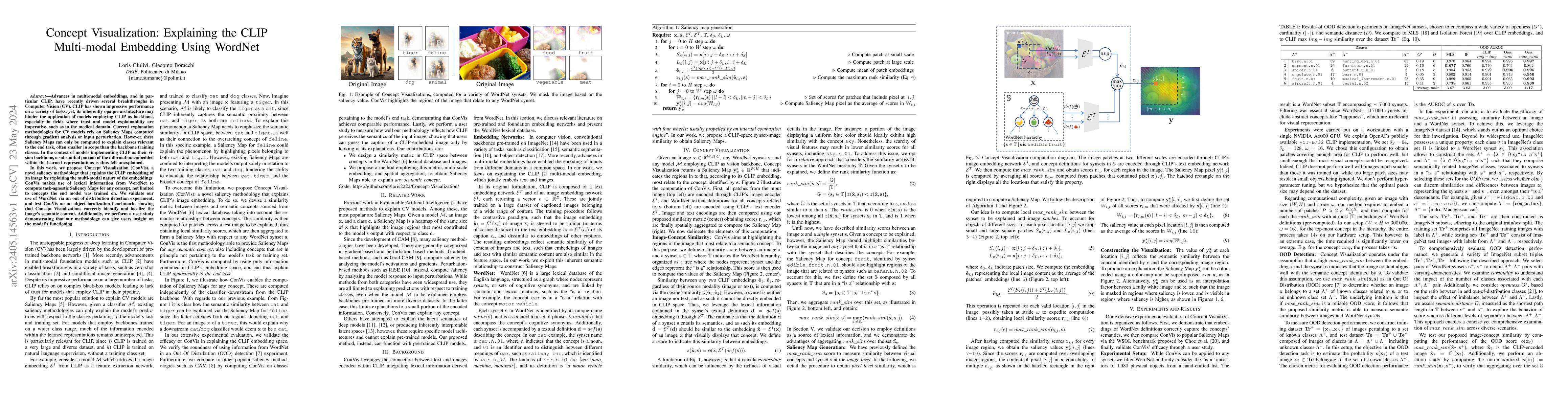 Thumbnail for Concept Visualization: Explaining the CLIP Multi-modal Embedding Using
  WordNet