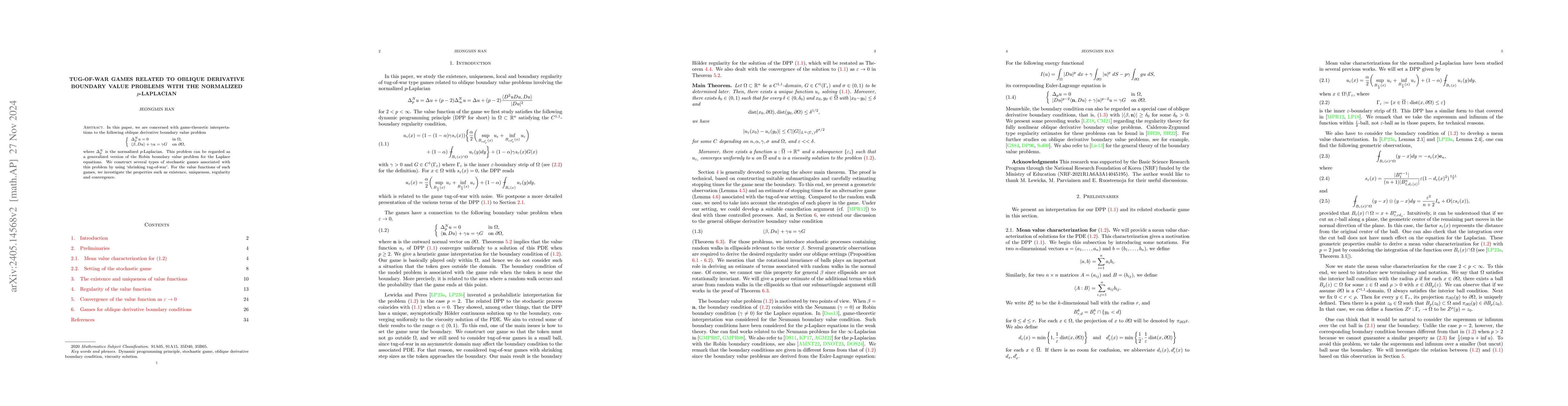 Thumbnail for Tug-of-war games related to oblique derivative boundary value problems
  with the normalized $p$-Laplacian