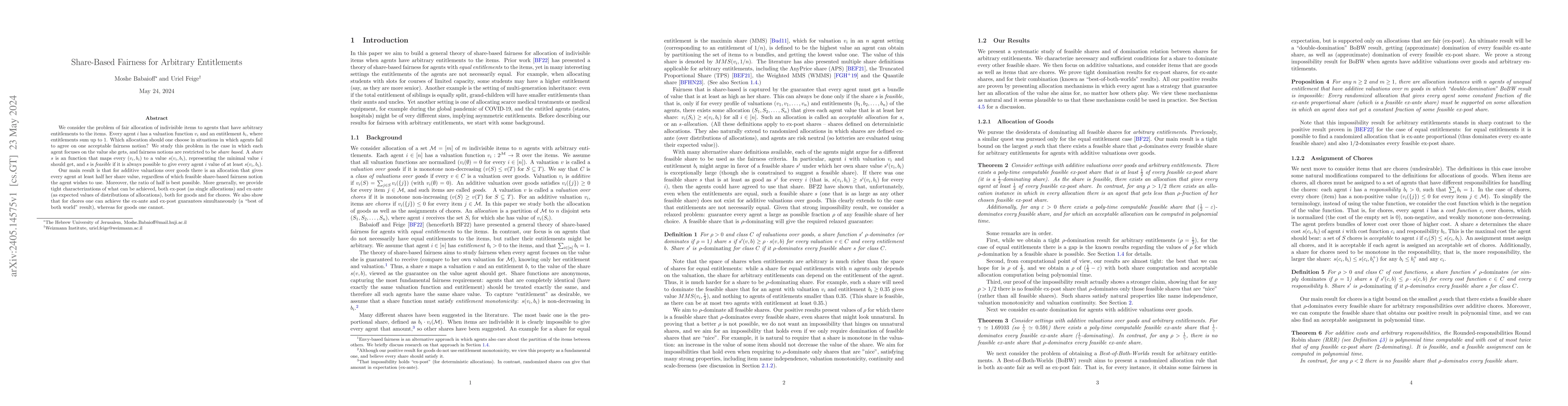 Thumbnail for Share-Based Fairness for Arbitrary Entitlements