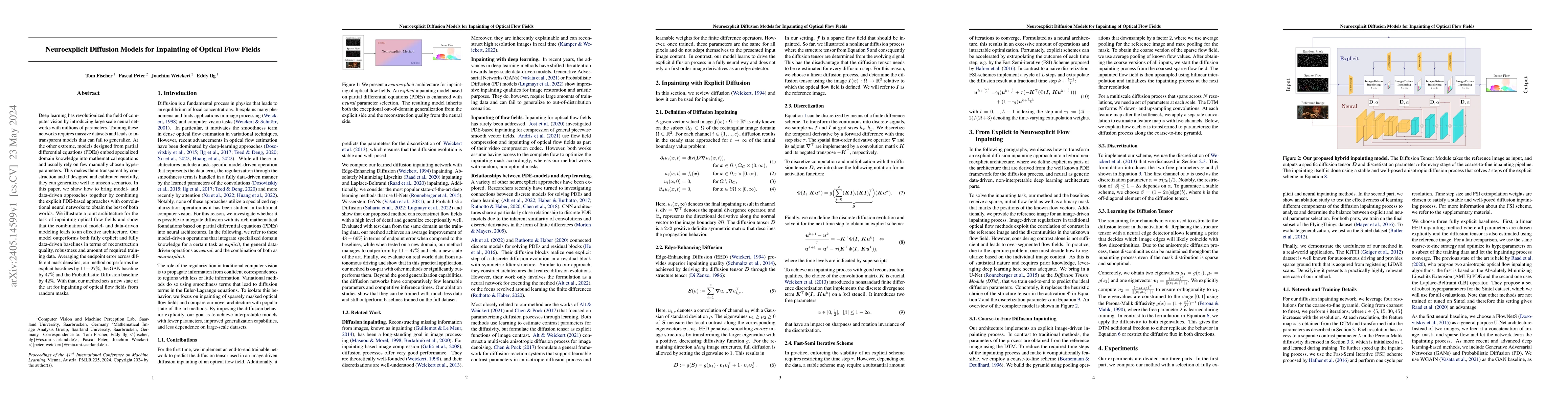 Thumbnail for Neuroexplicit Diffusion Models for Inpainting of Optical Flow Fields