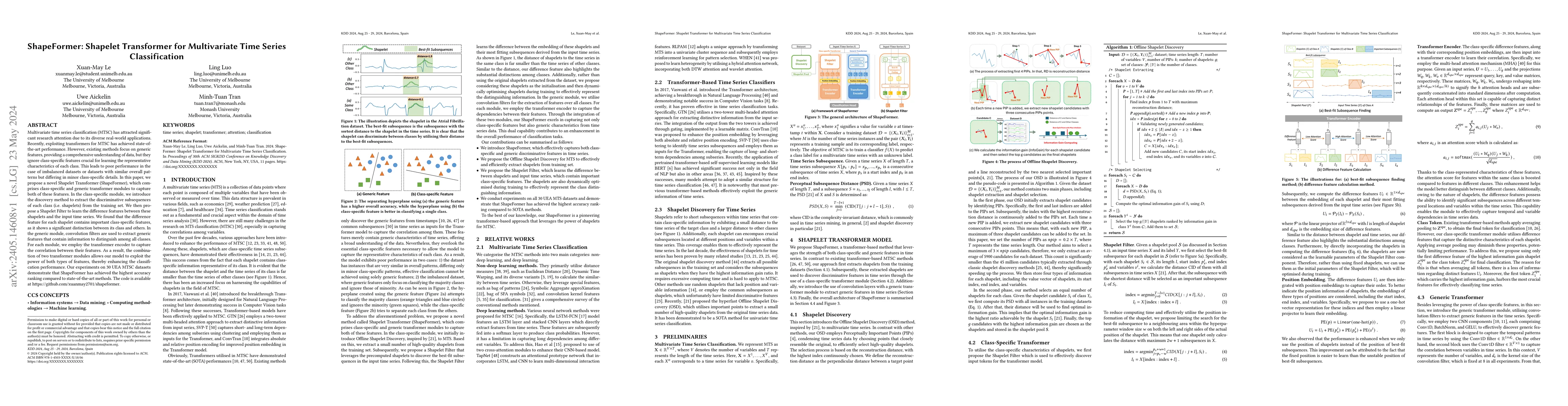 Thumbnail for ShapeFormer: Shapelet Transformer for Multivariate Time Series
  Classification