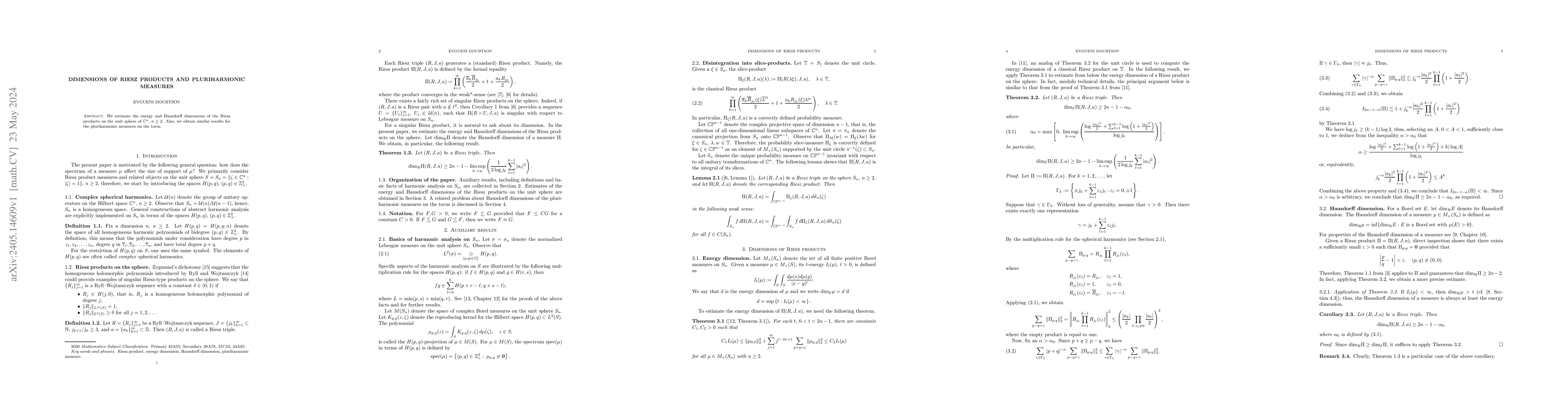 Thumbnail for Dimensions of Riesz products and pluriharmonic measures