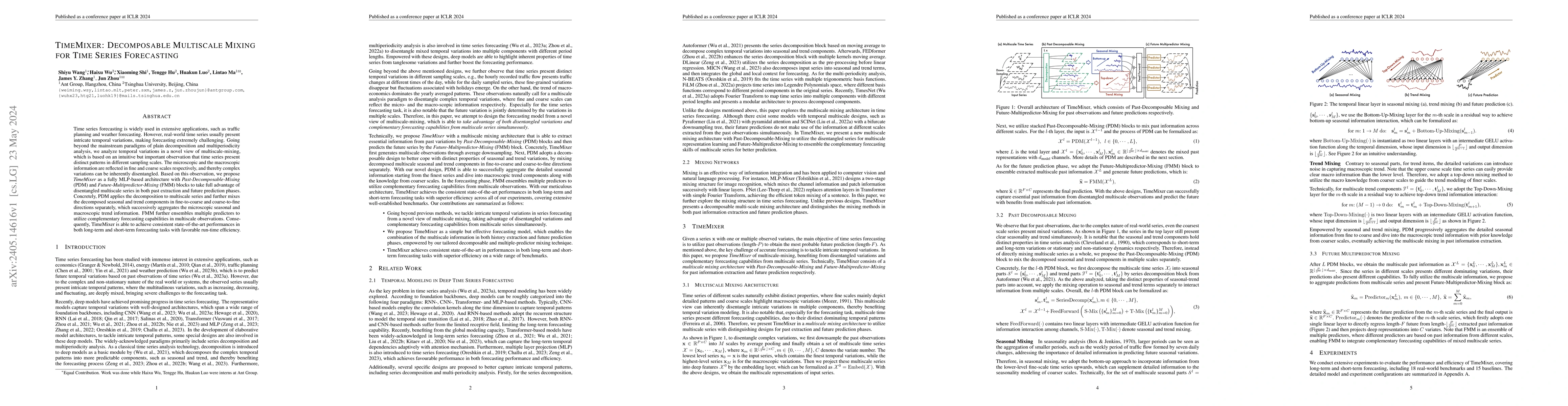 Thumbnail for TimeMixer: Decomposable Multiscale Mixing for Time Series Forecasting