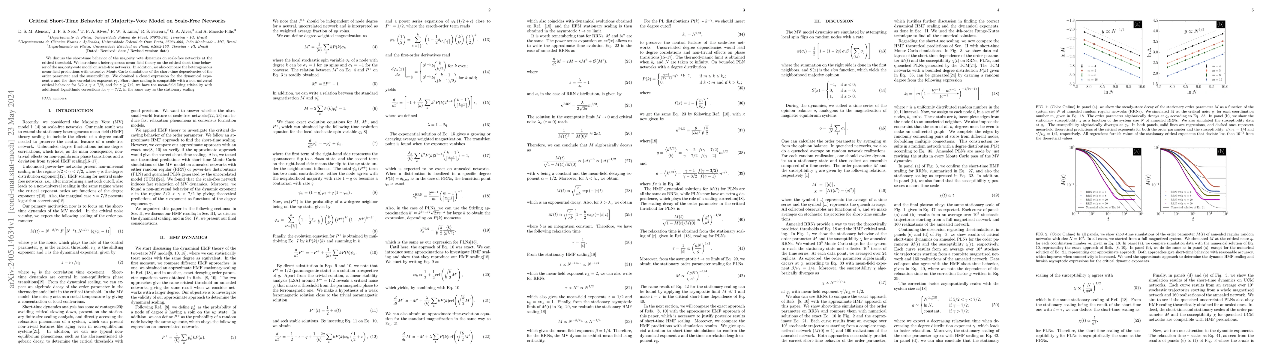 Thumbnail for Critical Short-Time Behavior of Majority-Vote Model on Scale-Free
  Networks