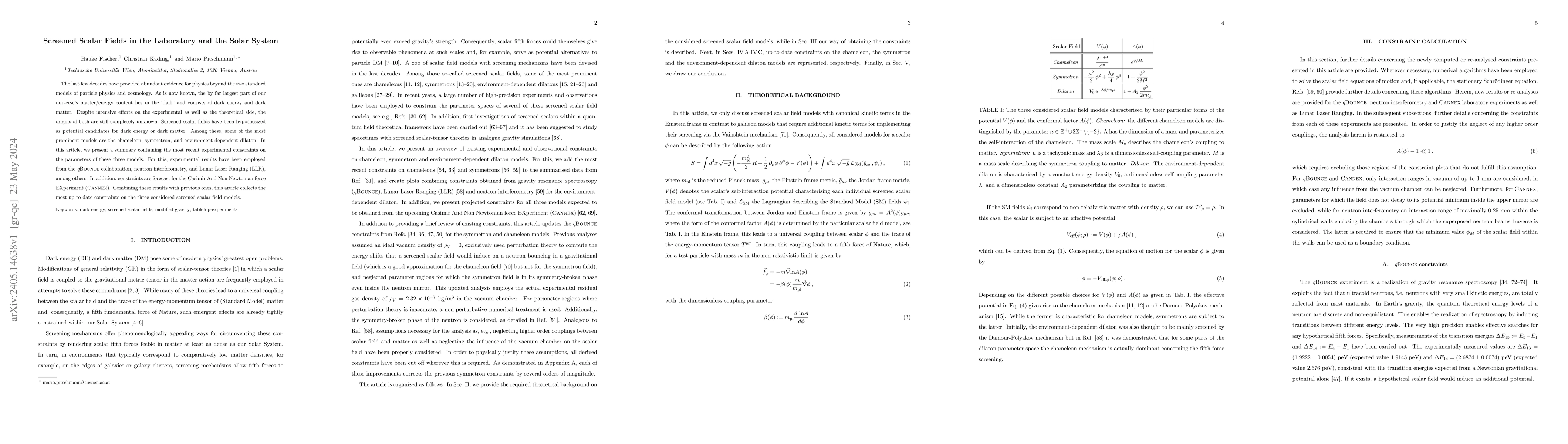 Thumbnail for Screened Scalar Fields in the Laboratory and the Solar System