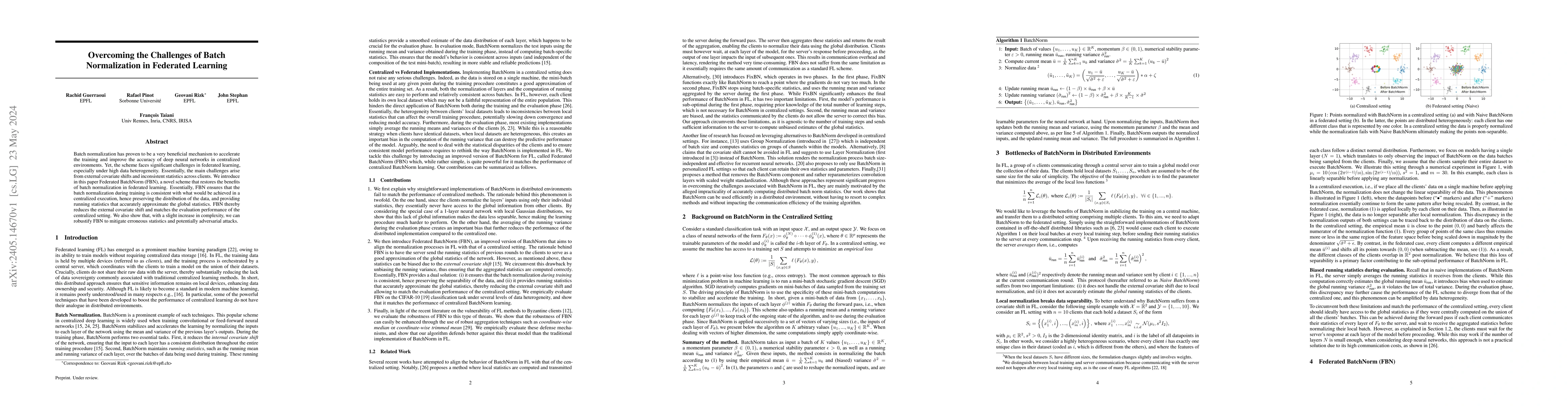 Thumbnail for Overcoming the Challenges of Batch Normalization in Federated Learning