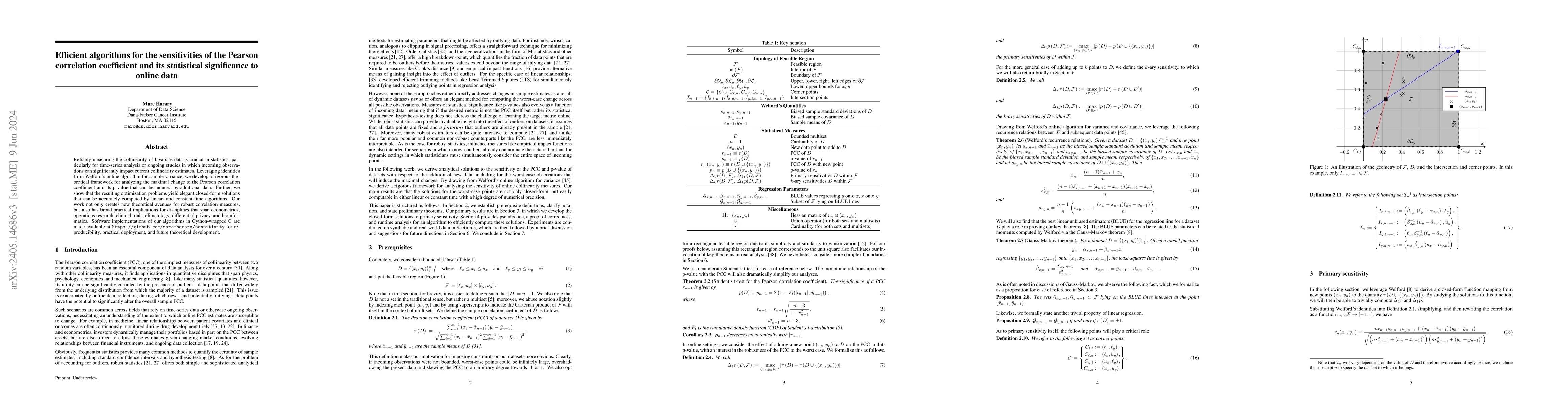 Thumbnail for Efficient algorithms for the sensitivities of the Pearson correlation
  coefficient and its statistical significance to online data