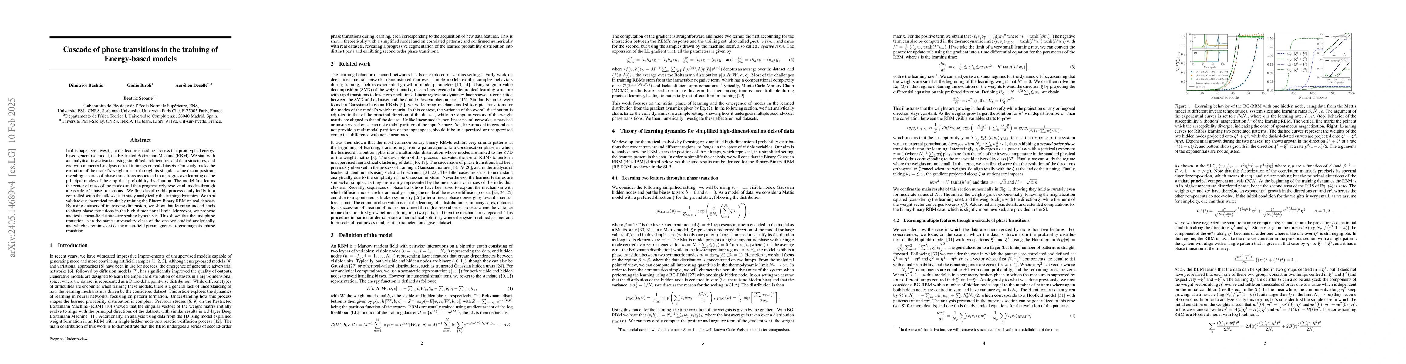 Thumbnail for Cascade of phase transitions in the training of Energy-based models