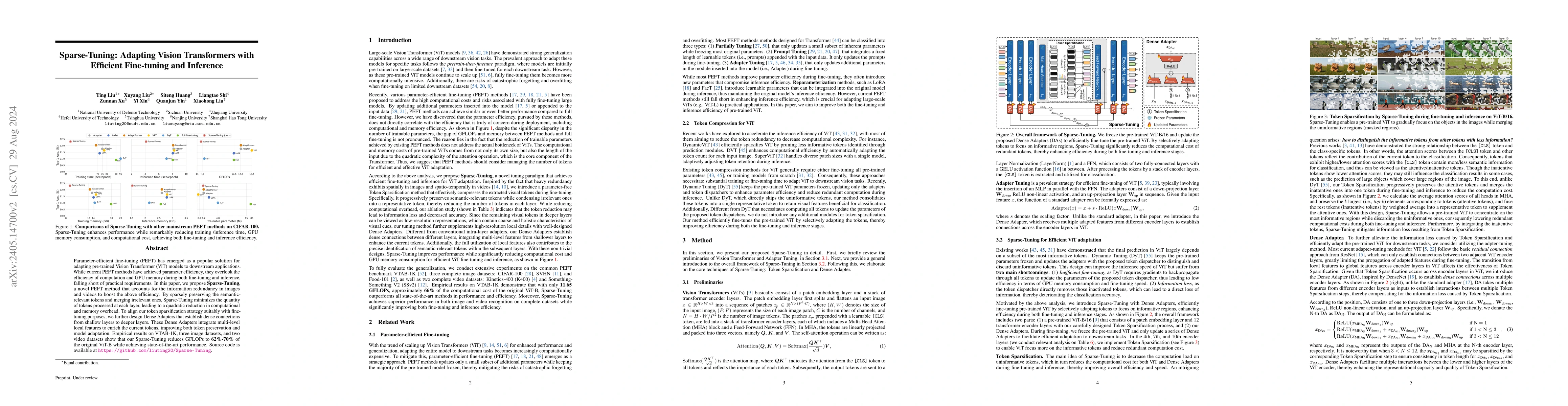 Thumbnail for Sparse-Tuning: Adapting Vision Transformers with Efficient Fine-tuning
  and Inference