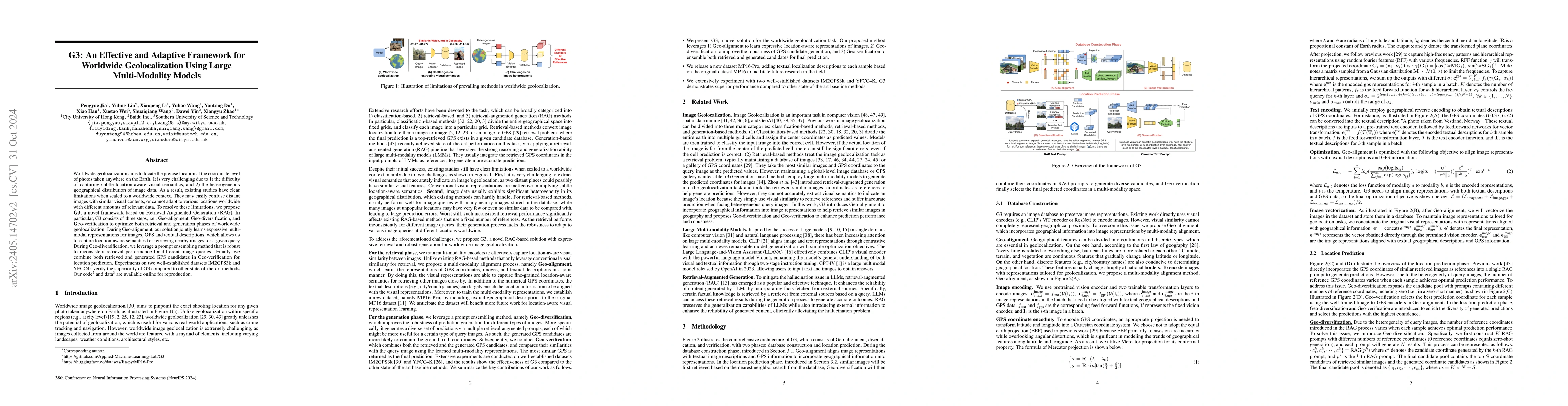 Thumbnail for G3: An Effective and Adaptive Framework for Worldwide Geolocalization
  Using Large Multi-Modality Models