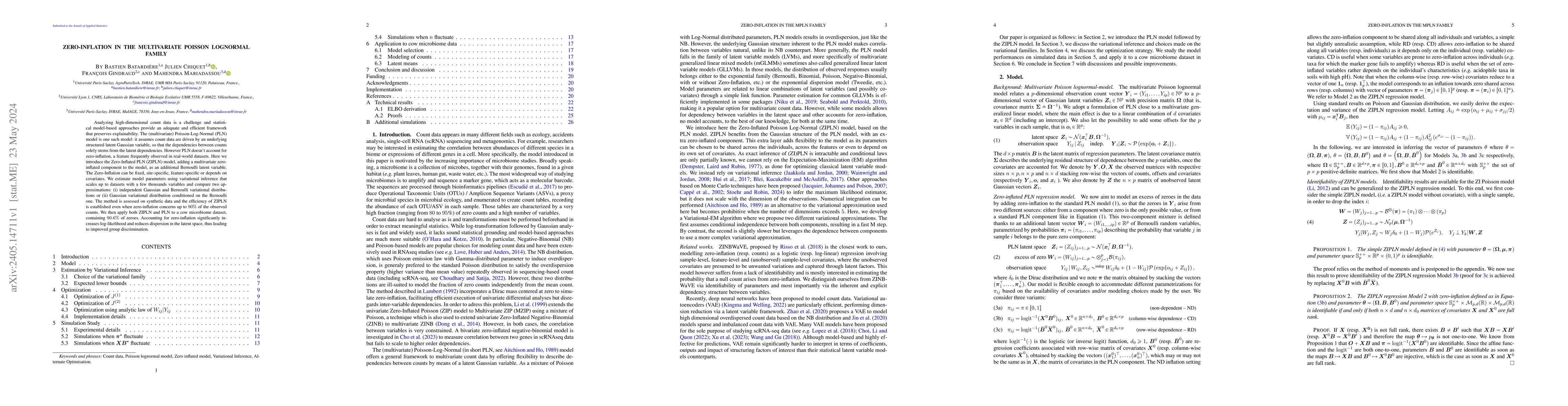 Thumbnail for Zero-inflation in the Multivariate Poisson Lognormal Family