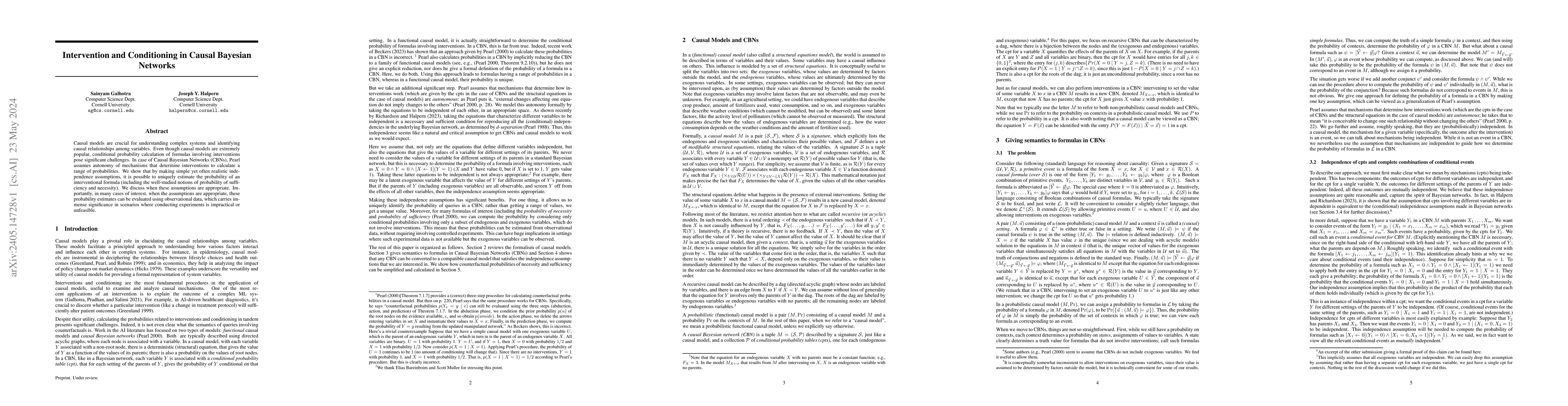 Thumbnail for Intervention and Conditioning in Causal Bayesian Networks