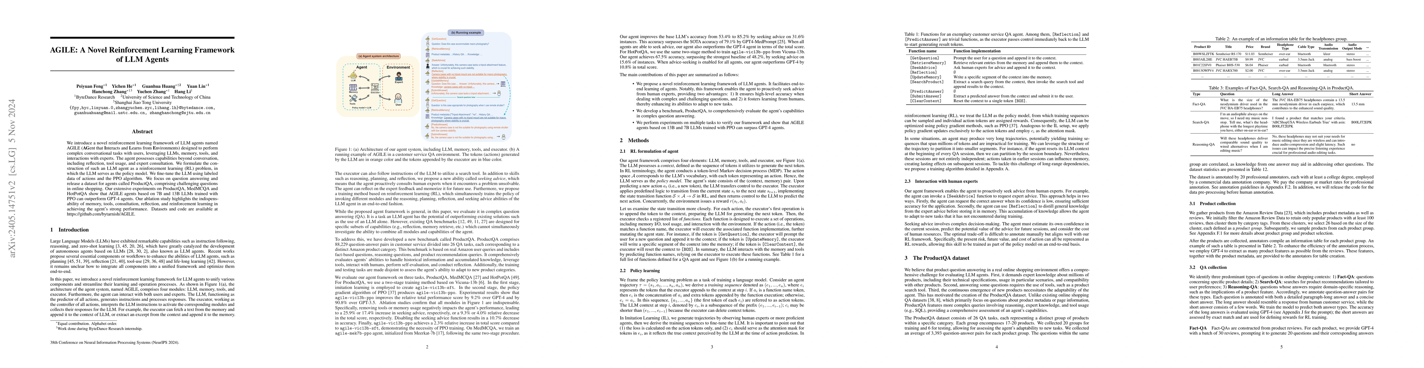 Thumbnail for AGILE: A Novel Framework of LLM Agents