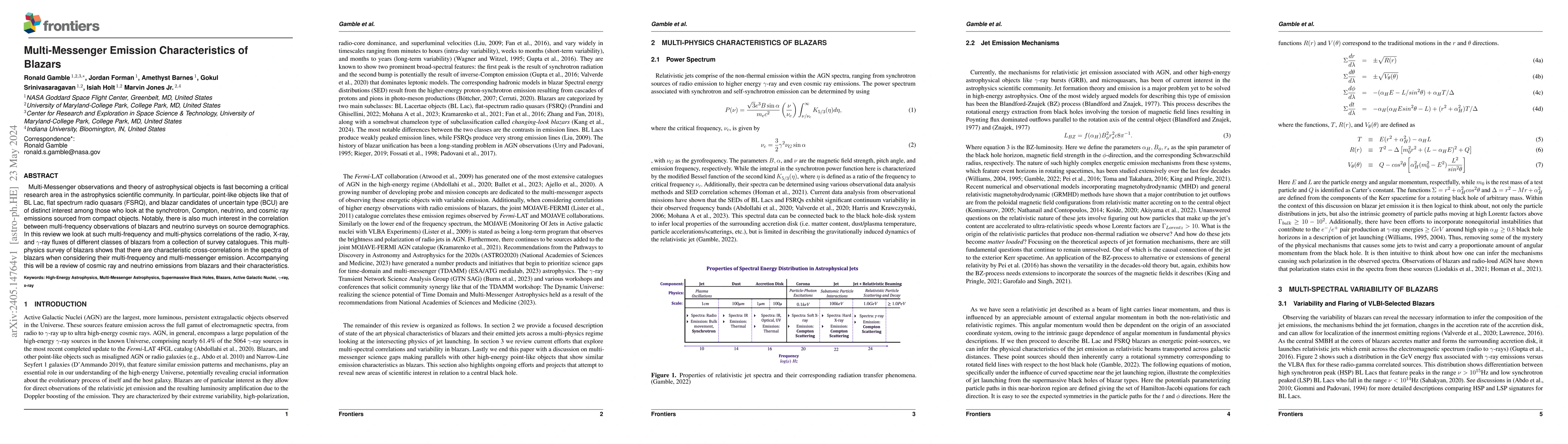 Thumbnail for Multi-Messenger Emission Characteristics of Blazars