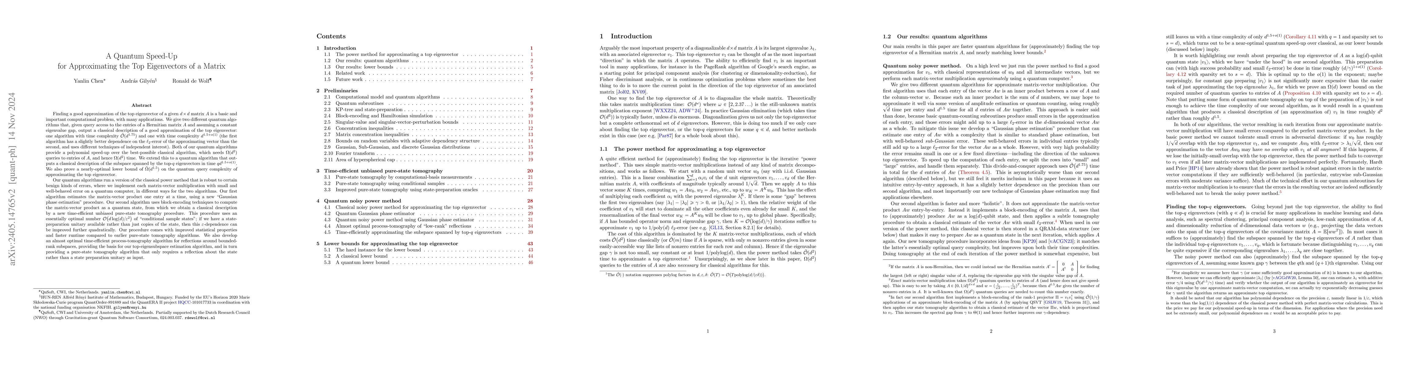 Thumbnail for A Quantum Speed-Up for Approximating the Top Eigenvectors of a Matrix
