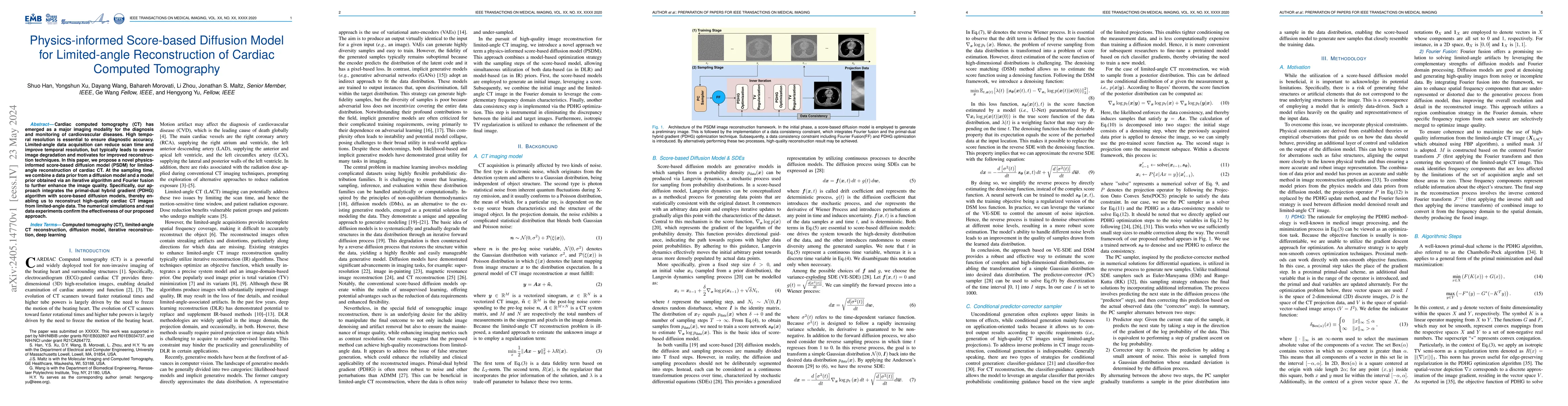 Thumbnail for Physics-informed Score-based Diffusion Model for Limited-angle
  Reconstruction of Cardiac Computed Tomography